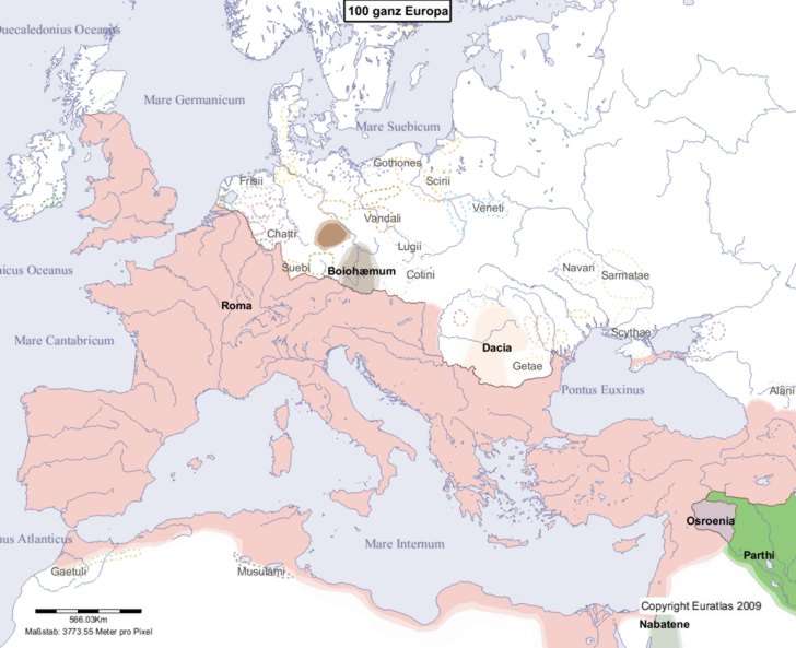 Karte Europas im Jahre 100