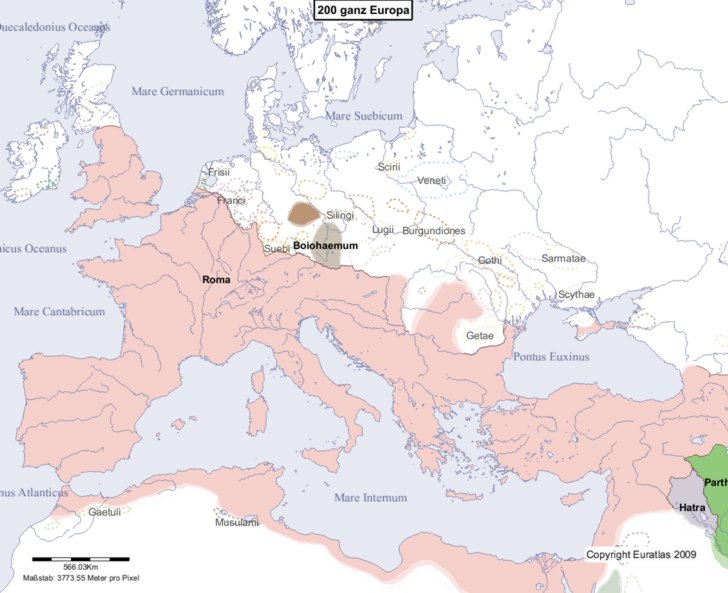 Karte Europas im Jahre 200