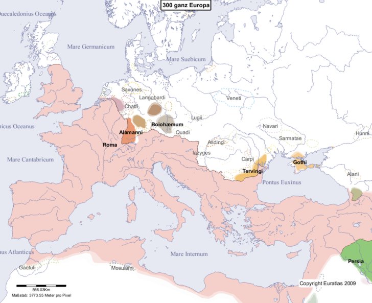 Karte Europas im Jahre 300
