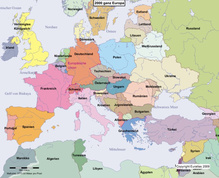 Karte Europas im Jahre 2000