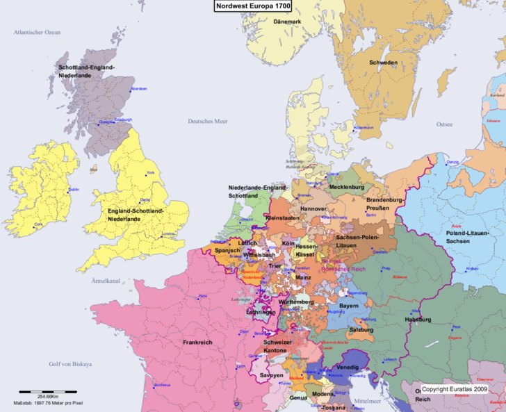 Europa nordwestlicher Teil 1700